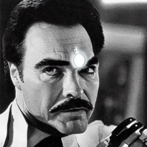 Prompt: burt reynolds as tony stark in the iron man ( 1 9 7 7 )