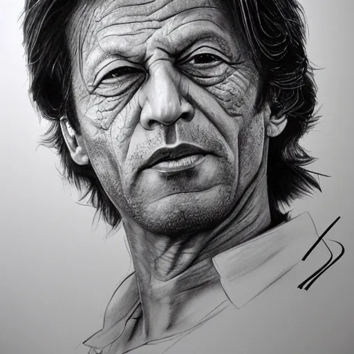 Image similar to imran khan, pencil art