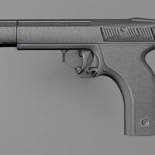 Prompt: a gun for people without hands, 3d render, 4k, ultra realistic