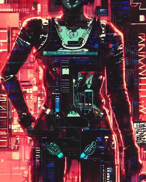 Image similar to portrait of cyberpunk millie bobby brown as a robot by yoji shinkawa