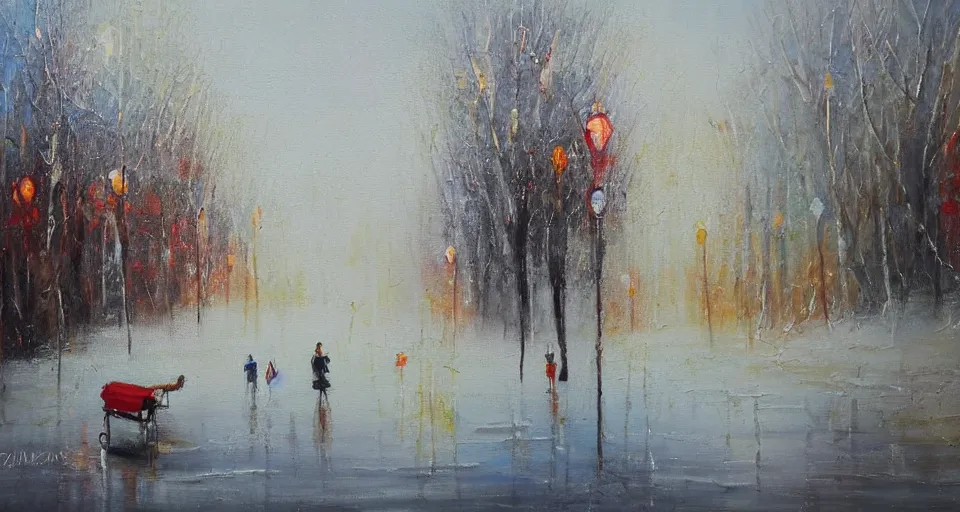 Image similar to how is the weather? beautiful painting, oil on canvas, by Ewa Czarniecka, award winning masterpiece,