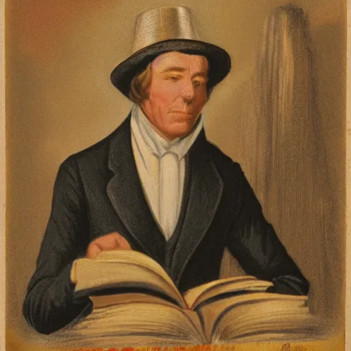 joseph smith with his face in a hat reading book of | Stable Diffusion ...