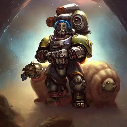 Image similar to cute little anthropomorphic Guinea Pig Space Marine, tiny, small, short, Space marine, cute and adorable, pretty, beautiful, DnD character art portrait, matte fantasy painting, DeviantArt Artstation, by Jason Felix by Steve Argyle by Tyler Jacobson by Peter Mohrbacher, cinema