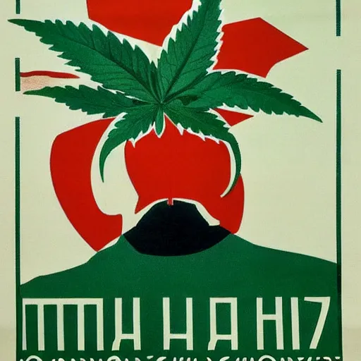 Prompt: a soviet era propaganda poster depicting marijuana