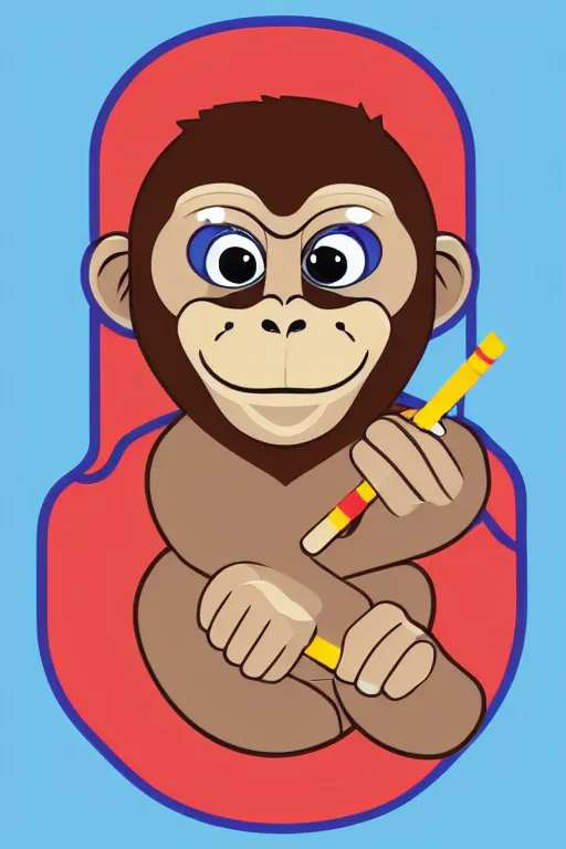 Prompt: Portrait of a Monkey with a cigarette, sticker, colorful, illustration, highly detailed, simple, smooth and clean vector curves, no jagged lines, vector art, smooth