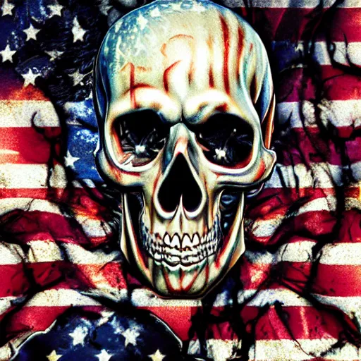 Prompt: military bullets skulls weapons american flag smoke scariest horror nightmare by junji ito and horiyoshi iii, digital art, deepdream cosmic, 3 d high definition, trending on artstation, photorealistic, high resolution, 8 k, octane, hyper detailed, trending on deviantart insane details, intricate, elite, ornate, elegant trend, highly detailed unreal engine