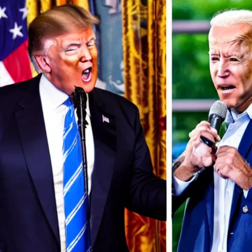 Prompt: Donald trump and joe biden fighting as Rock\'em sock\'em robots