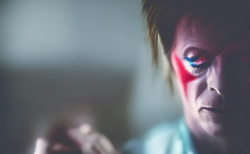 Prompt: David Bowie, beautiful composition, pastel colors, 50mm f1.8, ambient light,