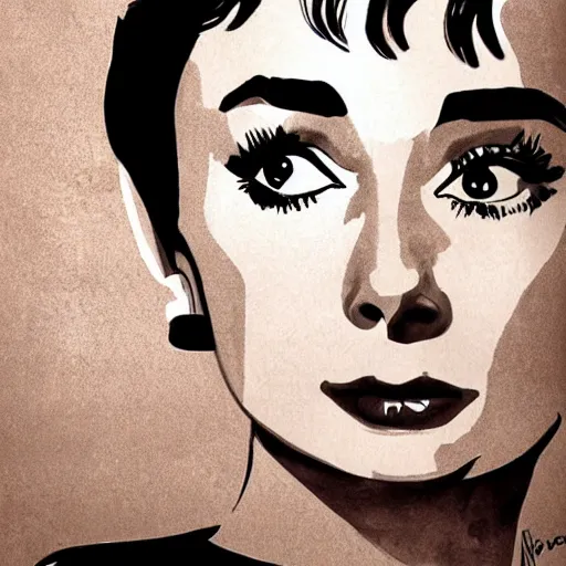 Image similar to audrey hepburn art by pedro campana