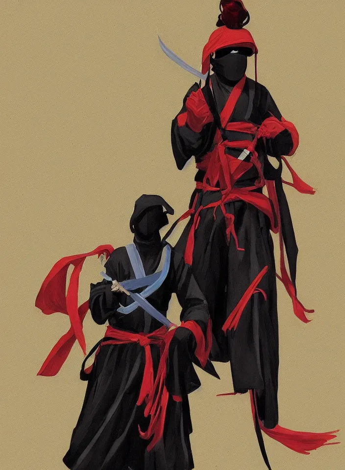 Image similar to sfumato renaissance oil painting of a ninja shaman, modern minimal isei miyake outfit, in the style of syd mead, jeremy cowart, concept art