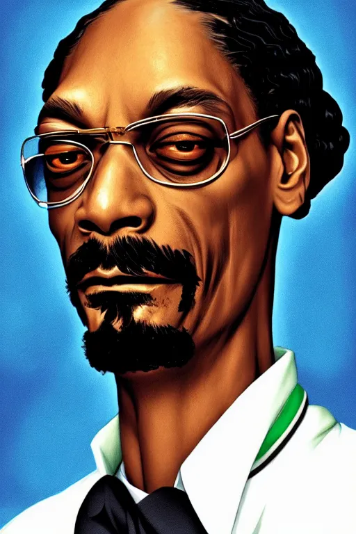 Prompt: snoop dogg, manga cover art, detailed color portrait, artstation trending, 8 k, greg rutkowski