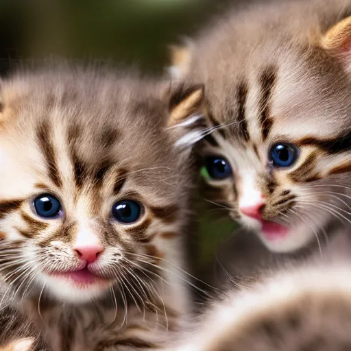 Prompt: macro shot photograph of dozens of extremely tiny realistic looking kittens, 4 k, highly detailed