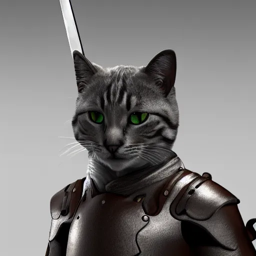 Prompt: humanoid cat holding a sword, detailed, 4k, final fantasy