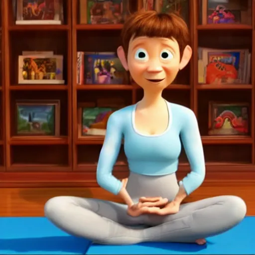 Image similar to pixar mom doing yoga