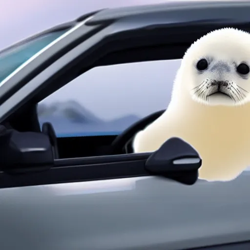 Image similar to baby harp seal driving a stolen car, GTA 6 leak