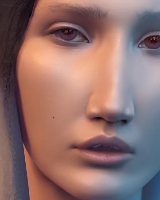 Image similar to a highly detailed metahuman 8 k close up render of bella hadid in ieronim bosch style trending on artstation made in unreal engine 4