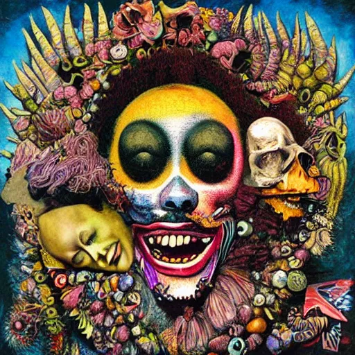 Prompt: punk cd cover, spiral, psychedelic, giuseppe arcimboldo