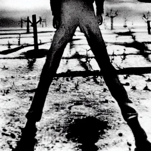 Image similar to real life irradiated walking zombie 1950s nuclear wasteland black and white award winning photo highly detailed, highly in focus, highly life-like Arriflex 35 II, by stanley kubrick