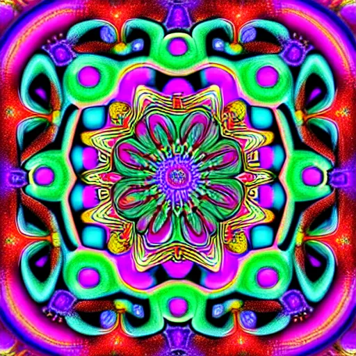 Prompt: psychedelic fractal mandala pattern