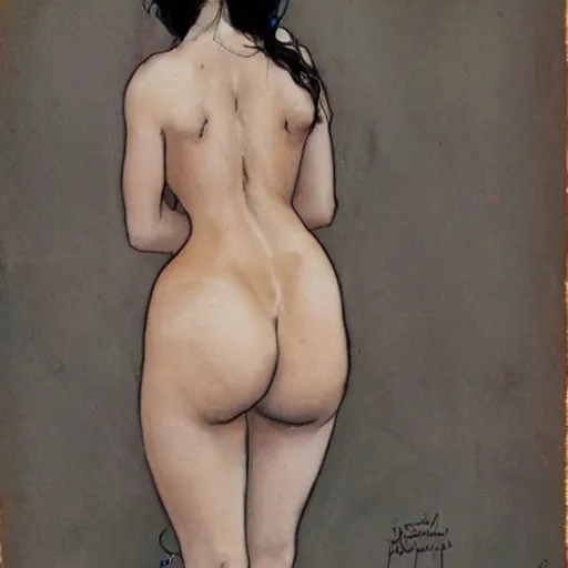 Image similar to Lower back of a beautiful woman, painted by Milo Manara