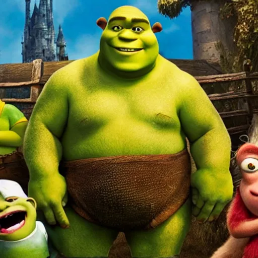 Image similar to shrek with the minions