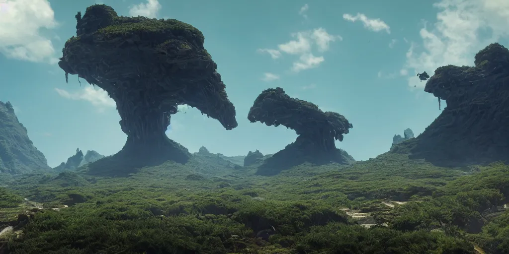 Image similar to alien flying islands, 8 k uhd, unreal engine, octane render in the artstyle of kuindzhi