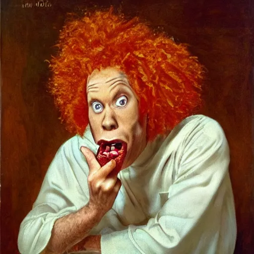 Image similar to Masterpiece Portrait of carrot top, Eating birthday cake, dressed thobe, Ghutra and Egal