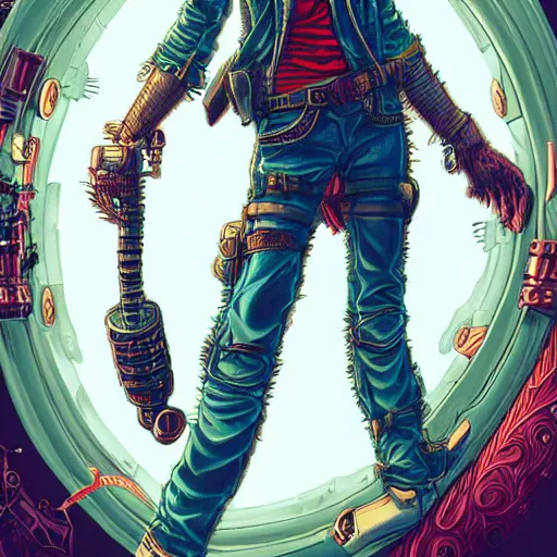 Prompt: synthwave steampunk where's Waldo picture by Ross Tran, super detailed