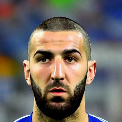 Image similar to high quality front face picture of Karim Benzema