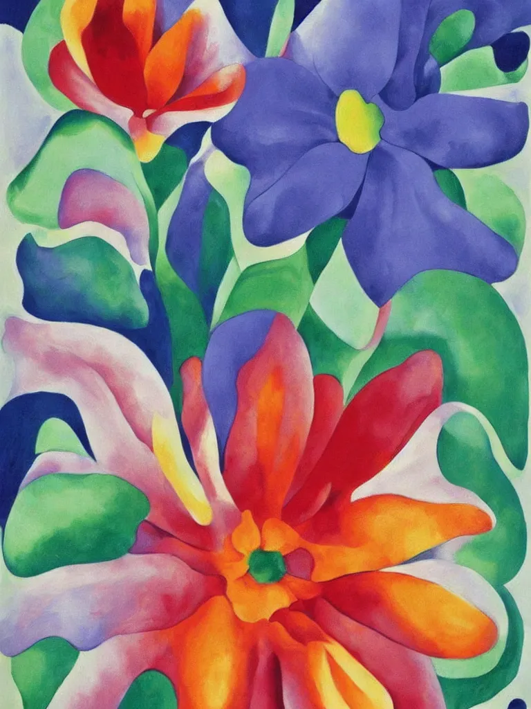 Prompt: an abstract painting of a beautiful flower by georgia o'keeffe,