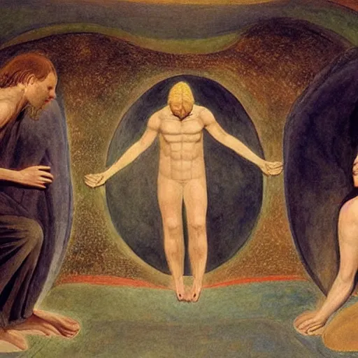 Image similar to real life version of the painting jacob's dream by william blake, live action filmed by wes anderson