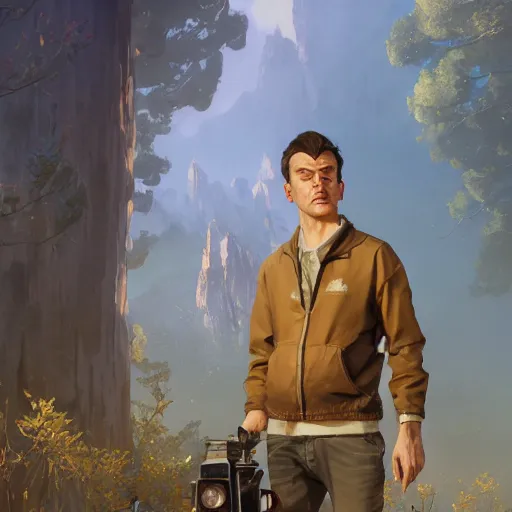 Image similar to highly detailed portrait, young man 🐻🤖, in gta v, stephen bliss, unreal engine, fantasy art by greg rutkowski, loish, rhads, ferdinand knab, makoto shinkai and lois van baarle, ilya kuvshinov, rossdraws, tom bagshaw, global illumination, radiant light, detailed and intricate environment