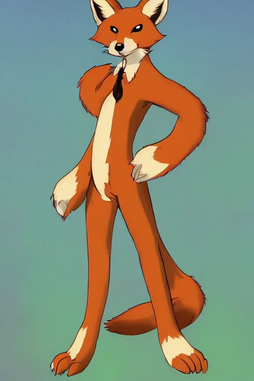 Image similar to an anthropomorphic fox, fursona!!! by don bluth, by kawacy, trending on artstation, full body