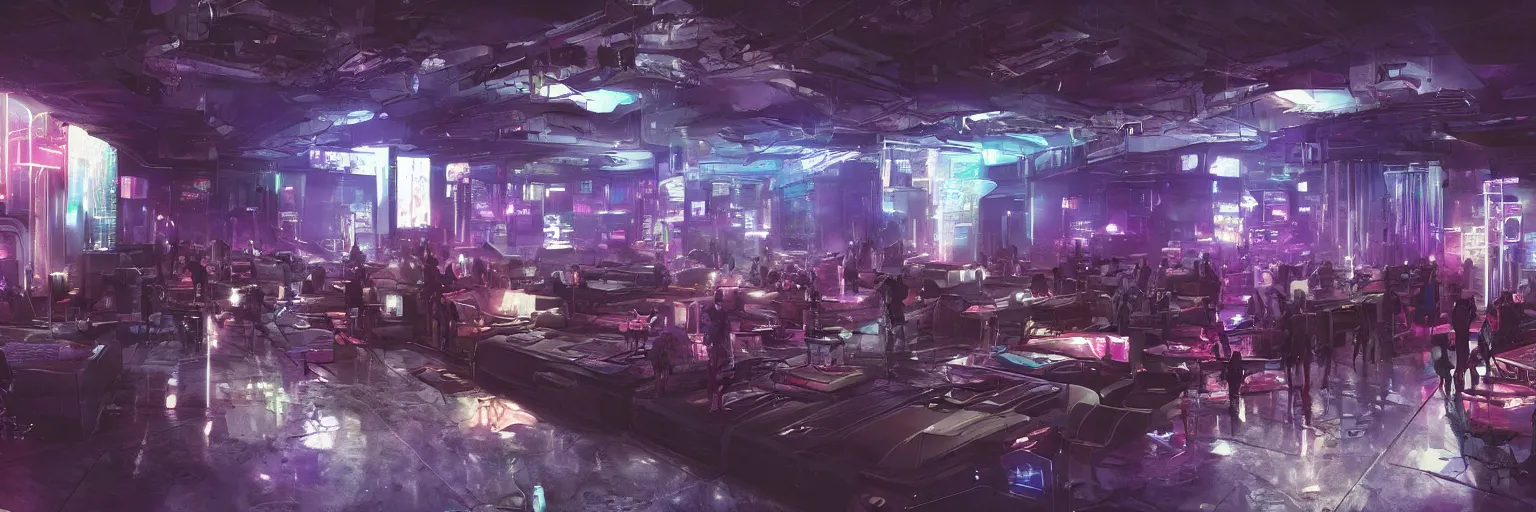 Prompt: interior of the cyberpunk night adult club