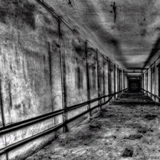 Image similar to terrifying ghosts in abandoned prison, security camera, black and white, real