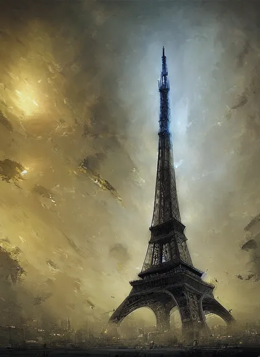 Prompt: fantasy drawing of the eiffil tower, high detail, art by emmanuel shiu