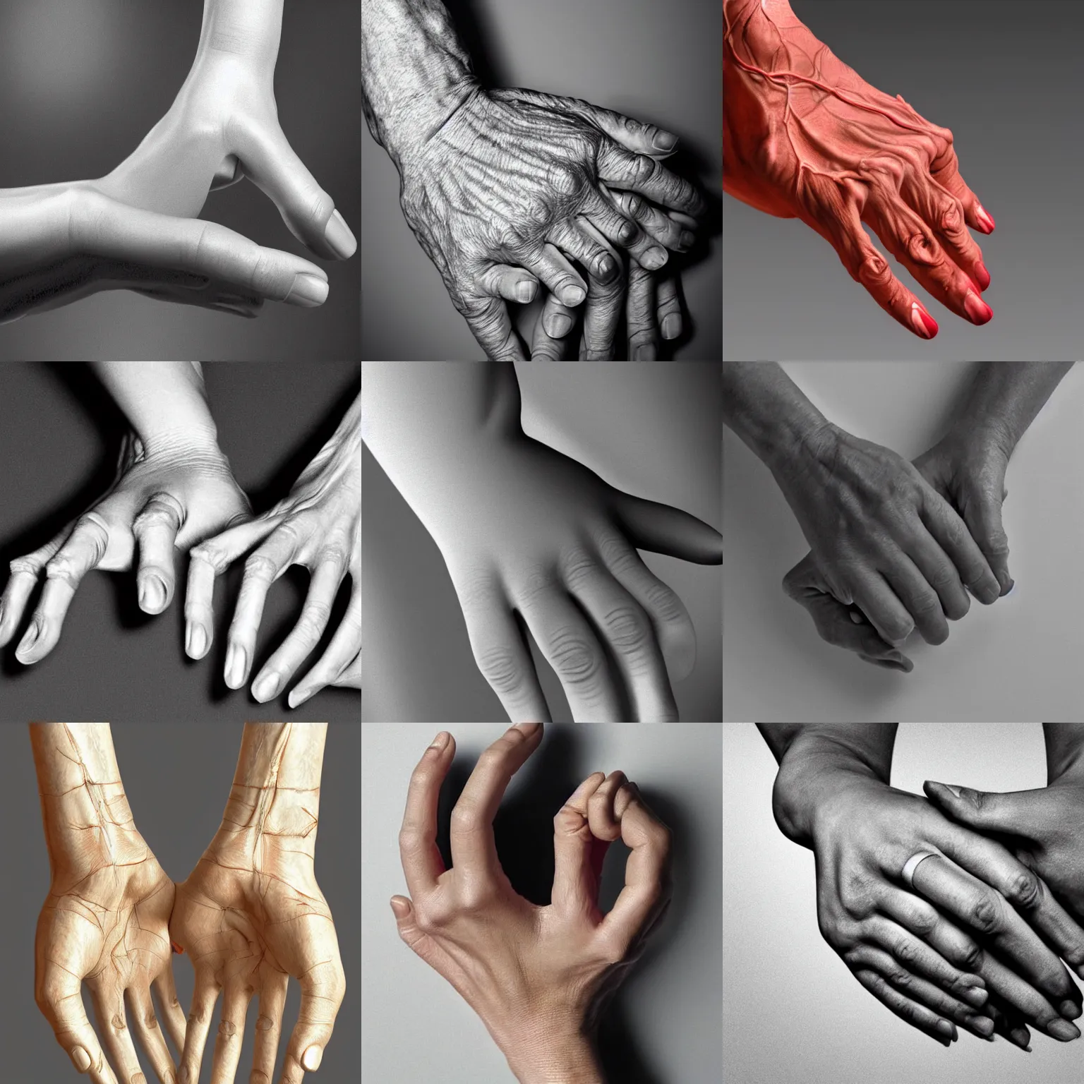 Prompt: extremely detailed and anatomically accurate photograph by roger deakins of a woman's hands, folded. award - winning photograph vfx cgi. 3 5 mm shot on 7 0 mm, 8 k, photorealism. designed to help art students learn how to depict human hands correctly. masterpiece. digital art trending on artstation