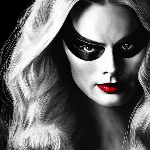 Prompt: Margot Robbie as Batwoman, realistic, portrait, detailed