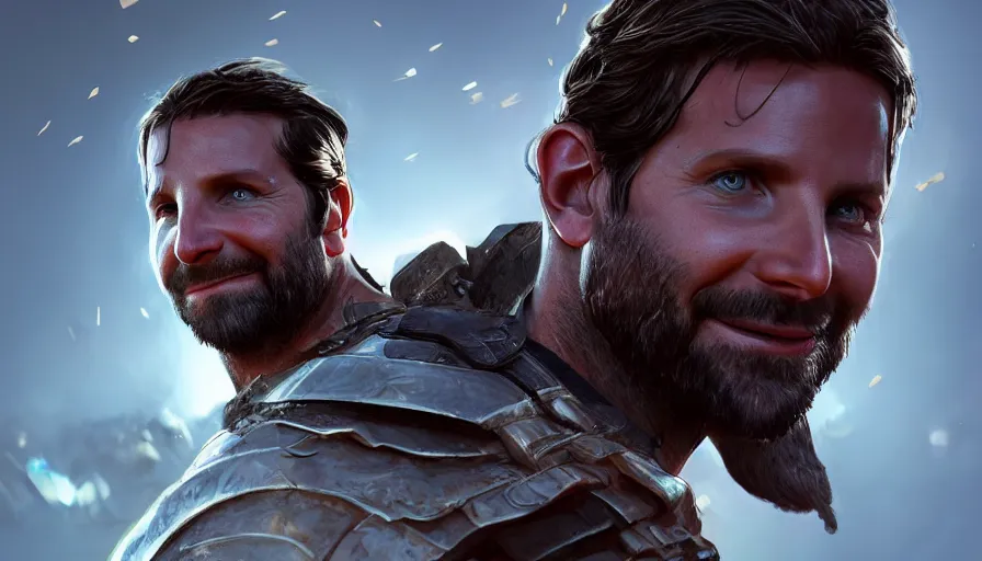 Prompt: bradley cooper is a gladiator, volumetric light, hyperdetailed, artstation, cgsociety, 8 k