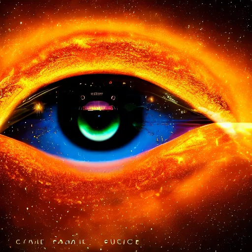 Image similar to cosmos space in pupil of the eye, cinematic lights, photorealistic