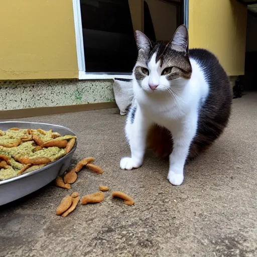 Image similar to Peter the chonky ginger cat trying to steal food