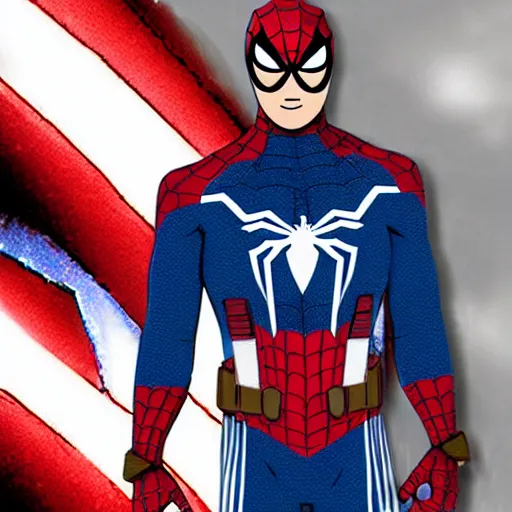 Image similar to spiderman as captain america,