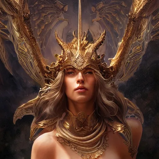 Image similar to a stunning dynamic pose full body of a celestial goddess of the dragons, intricate, perfect face, 8k highly professionally detailed, hdr, CGSociety, dark fantasy, dynamic lighting, smooth, elegant, sharp focus, art by artgerm and greg rutkowski,