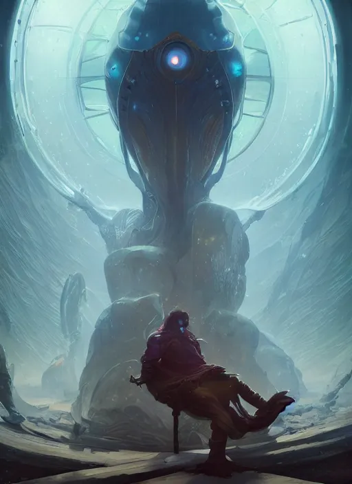 Prompt: numenera, photorealistic by michael komarck, greg rutkowski, victo ngai, artgerm, willem claesz heda and j. dickenson