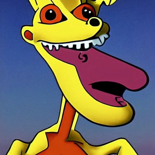 Image similar to hyper realistic courage the cowardly dog