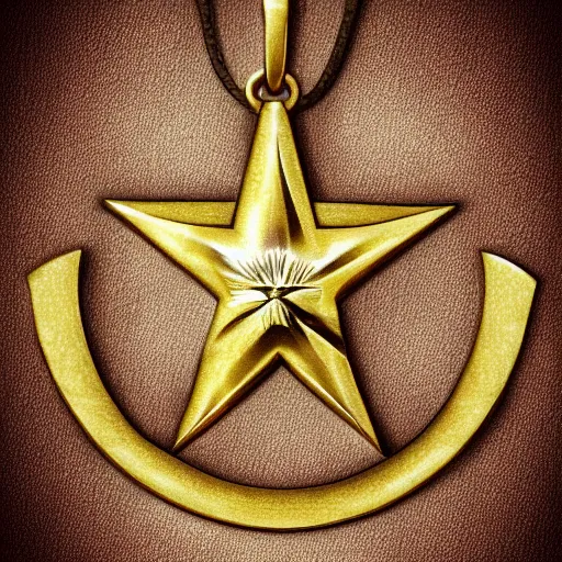 Prompt: the ominous star, pendant, golden, engraved patterns, celestial drawing, digital painting, artstation, realistic