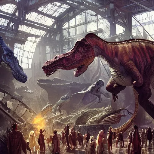 “a Dinosaur Market, Dinosaurs Are Inside Of Cages, | Stable Diffusion ...