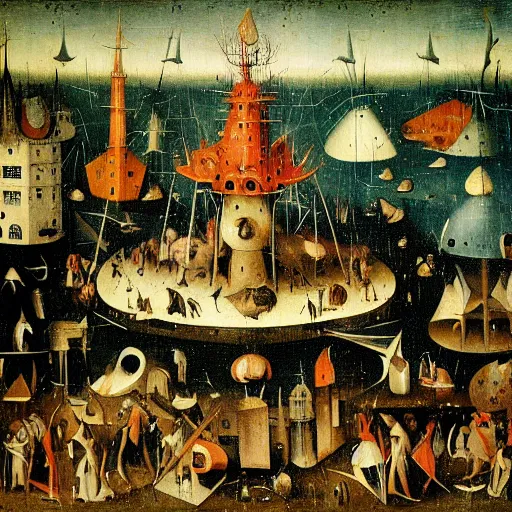 Image similar to wall street trading floor by hieronymus bosch