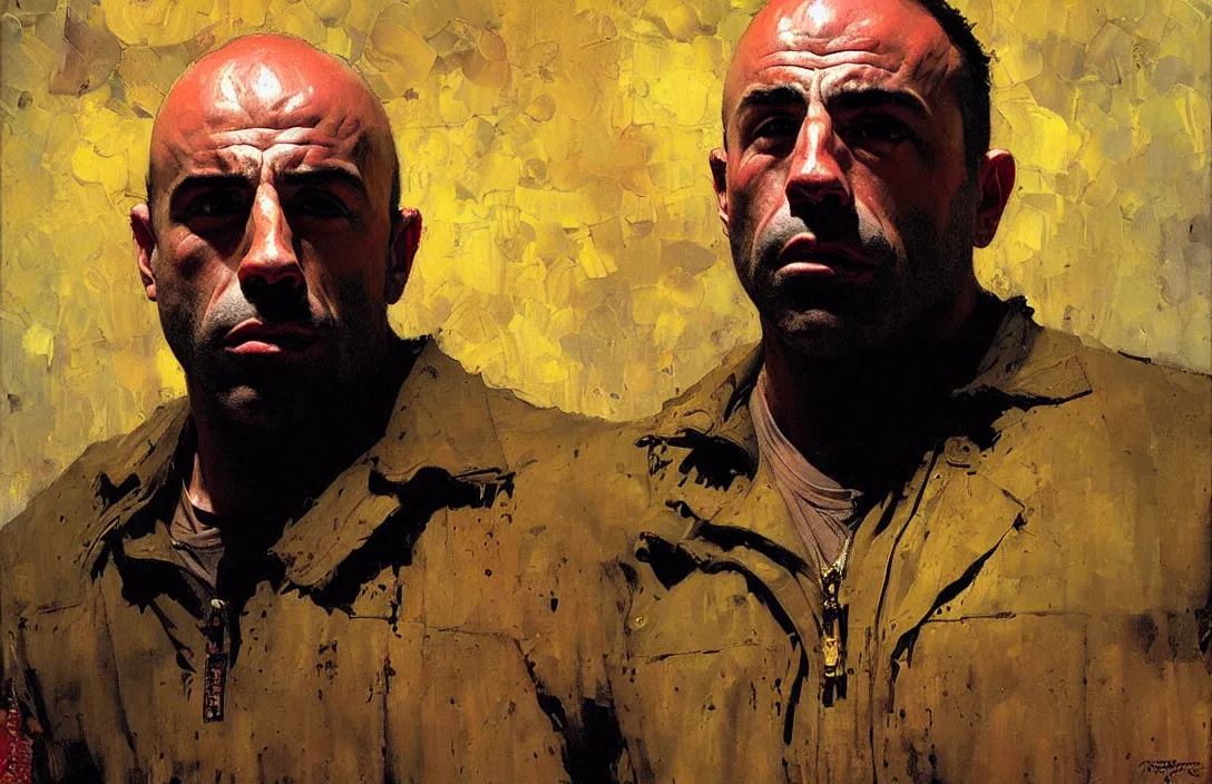 Image similar to portrait of joe rogan!!!!!!!!!!!!!!!!!!!!!!!!!!!, detailed face, detailed painting,, epic lighting, by ilya repin, phil hale and kent williams