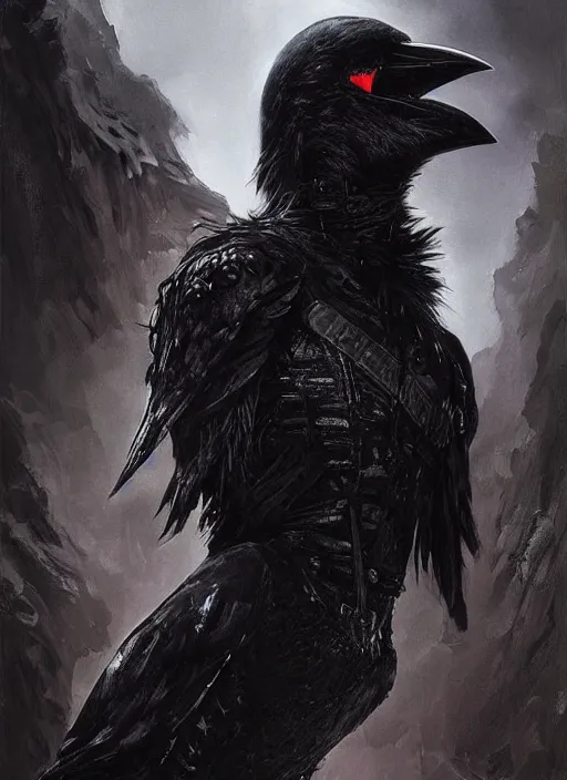 Image similar to digital _ painting _ of _ the crow _ by _ filipe _ pagliuso _ and _ justin _ gerard _ symmetric _ fantasy _ highly _ detailed _ realistic _ intricate _ port